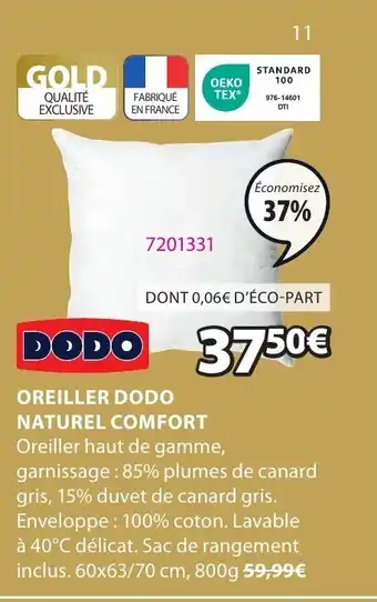 JYSK OREILLER DODO NATUREL COMFORT offre