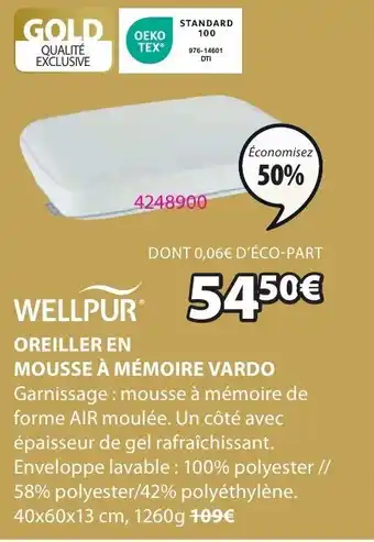 JYSK OREILLER EN MOUSSE À MÉMOIRE VARDO offre