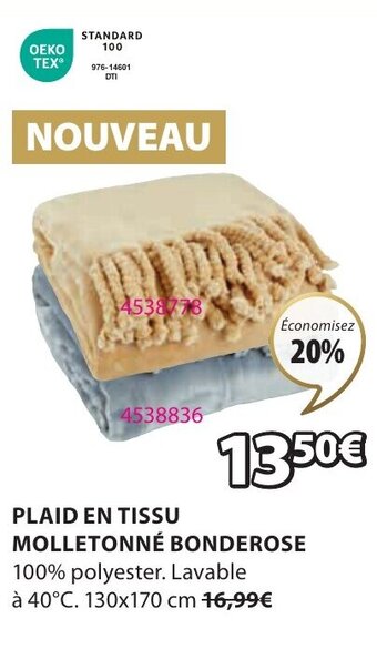 JYSK PLAID EN TISSU MOLLETONNÉ BONDEROSE offre