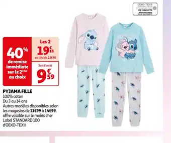 Auchan PYJAMA FILLE 100% coton offre