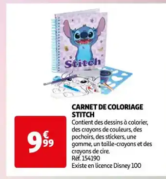 Auchan CARNET DE COLORIAGE STITCH offre