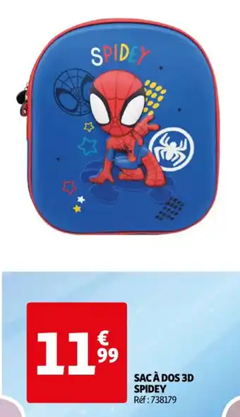 Auchan SAC À DOS 3D SPIDEY Réf : 738179 offre