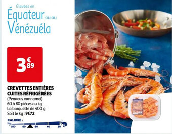 Auchan CREVETTES ENTIÈRES CUITES RÉFRIGÉRÉES offre