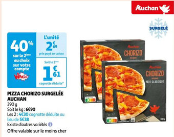 Auchan PIZZA CHORIZO SURGELÉE AUCHAN offre