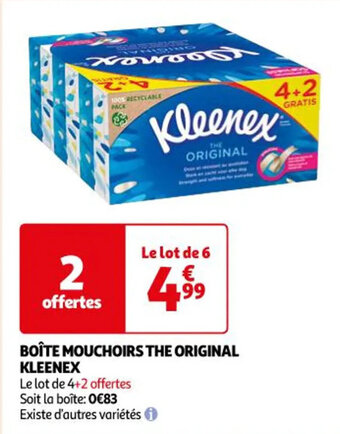 Auchan BOÎTE MOUCHOIRS THE ORIGINAL KLEENEX offre