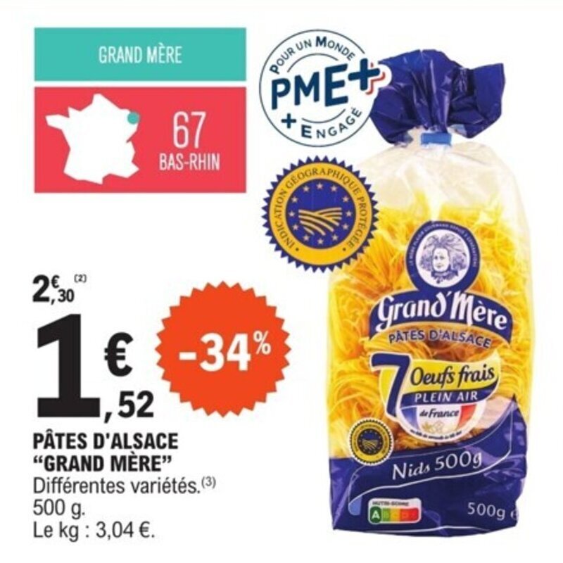 Promo PÂTES D'ALSACE "GRAND MÈRE" chez E.Leclerc Espace Culturel