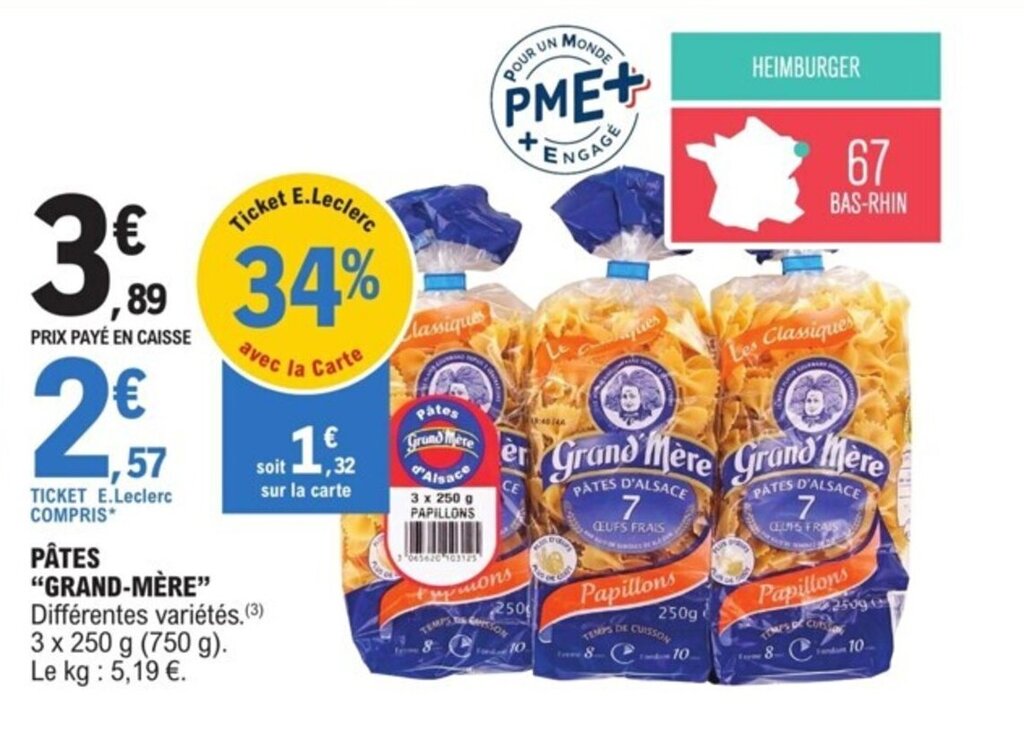 Promo PÂTES "GRANDMÈRE" chez E.Leclerc Espace Culturel