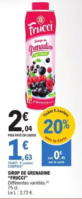 SIROP DE GRENADINE "FRUCCI"