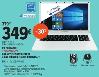E.Leclerc Espace Culturel PC PORTABLE THOMSON offre