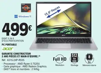 E.Leclerc Espace Culturel PC PORTABLE offre