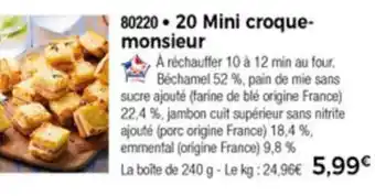 Thiriet 20 Mini croque-monsieur offre