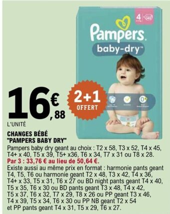 E.Leclerc CHANGES BÉBÉ "PAMPERS BABY DRY" offre