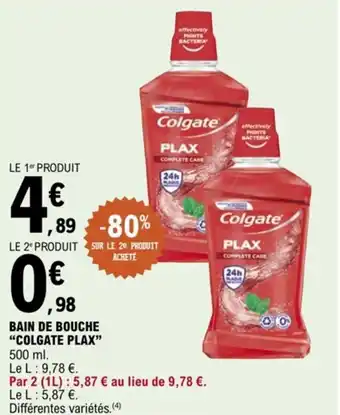 E.Leclerc BAIN DE BOUCHE "COLGATE PLAX" 500 ml. offre