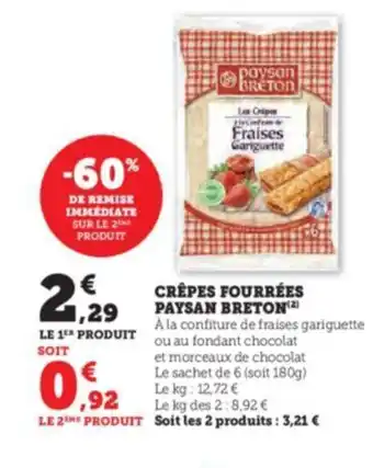 Super U CRÊPES FOURRÉES PAYSAN BRETON (²) offre