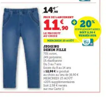 Super U JEGGING DENIM FILLE offre