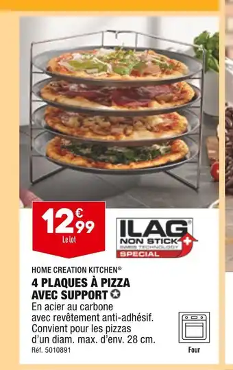 ALDI Home creation kitchen 4 plaques à pizza avec support offre