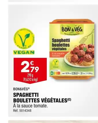 ALDI Bon&vég spaghetti boulettes végétales offre