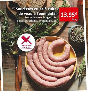 Colruyt Saucisses crues à cuire de veau à l'emmental offre