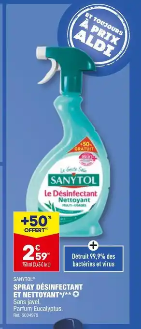 ALDI Sanytol spray désinfectant et nettoyant*/** offre