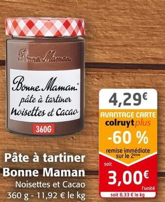 Colruyt Bonne maman pâte à tartiner offre