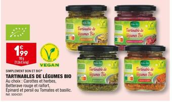 ALDI Simplement bon et bio tartinables de légumes bio offre