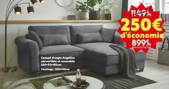 Maxi Bazar Canapé d’angle angelina convertible et reversible offre