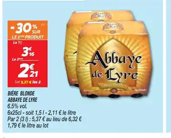 Netto BIÈRE BLONDE ABBAYE DE LYRE offre