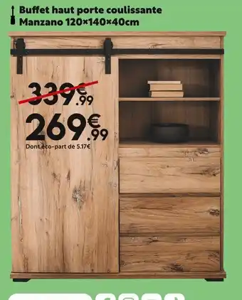 Maxi Bazar Buffet haut porte coulissante Manzano 120x140x40cm offre
