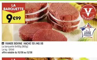 Leader Price A VIANDE BOVINE HACHÉ 15% MG X8 offre
