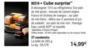 Thiriet Cube surprise offre