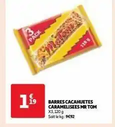 Auchan Barres cacahuetes caramelisees mr tom offre