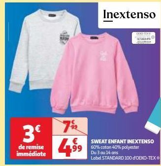 Auchan Sweat enfant inextenso offre
