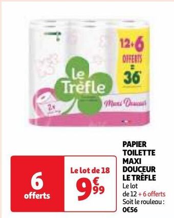 Auchan Papier toilette maxi douceur le trèfle offre