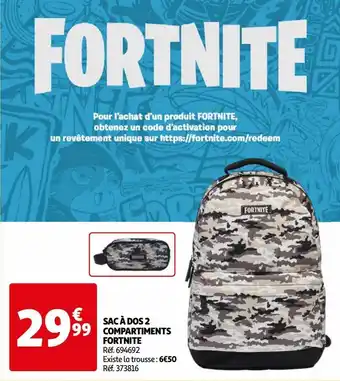 Auchan Sac à dos 2 compartiments fortnite offre