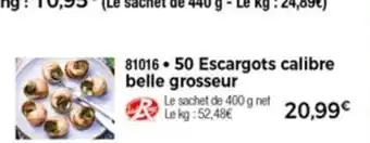 Thiriet 50 Escargots calibre belle grosseur offre