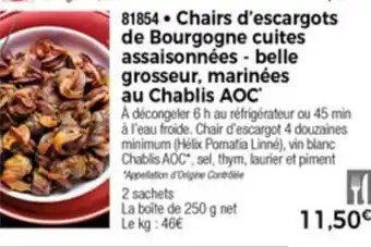 Thiriet Chairs d'escargots de Bourgogne cuites assaisonnées offre