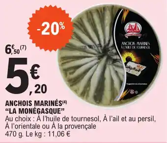 E.Leclerc ANCHOIS MARINÉS(4) "LA MONÉGASQUE" offre
