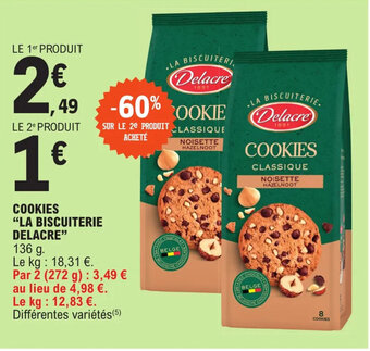 E.Leclerc COOKIES "LA BISCUITERIE DELACRE" offre