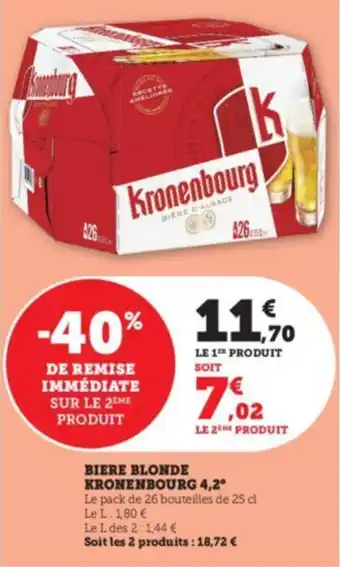 Super U BIERE BLONDE KRONENBOURG 4,2° offre