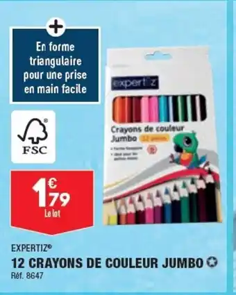 ALDI 12 CRAYONS DE COULEUR JUMBO offre