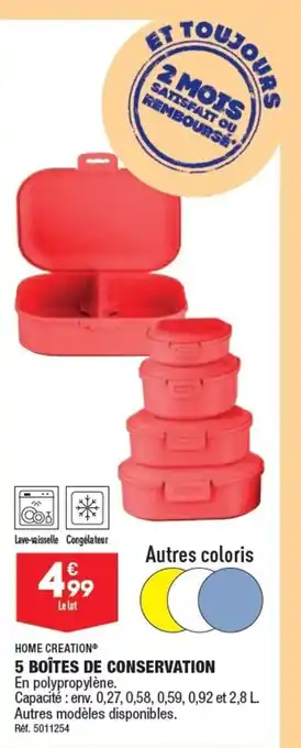 ALDI 5 BOÎTES DE CONSERVATION offre