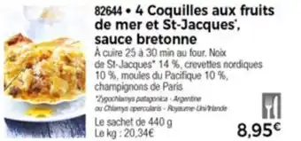 Thiriet 4 Coquilles aux Fruits de mer et St-Jacques sauce bretonne offre