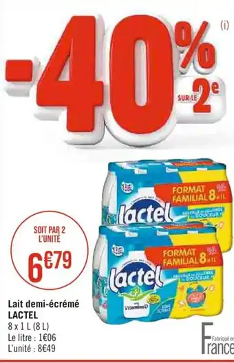 Casino Supermarchés Lait demi-écrémé LACTEL offre