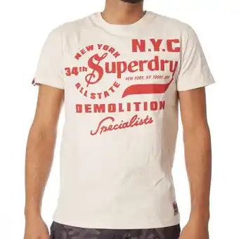 Decathlon T-shirt blanc homme superdry demolition crew tee offre