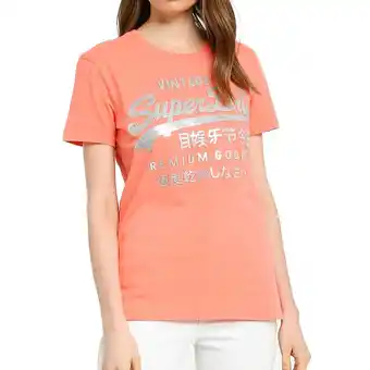Decathlon T-shirt corail femme superdry metallic entry offre