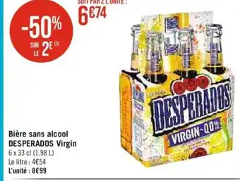 Casino Supermarchés Bière sans alcool DESPERADOS Virgin 6 x 33 cl (1.98 L) offre