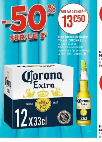 Casino Supermarchés Bière Blonde mexicaine 6% vol. CORONA Extra offre