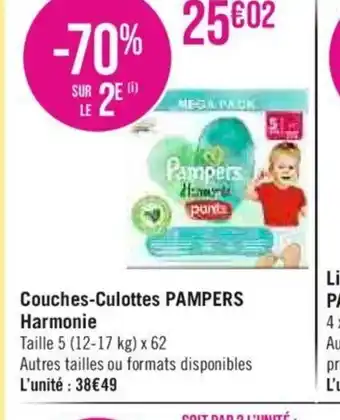Casino Supermarchés Couches-Culottes PAMPERS Harmonie offre