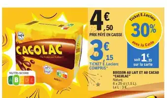 BOISSON AU LAIT ET AU CACAO "CACOLAC" Nature.