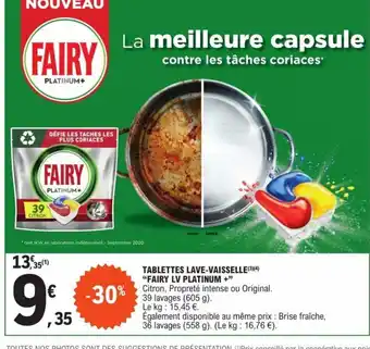 E.Leclerc Espace Culturel TABLETTES LAVE-VAISSELLE(3)(4) "FAIRY LV PLATINUM +" offre
